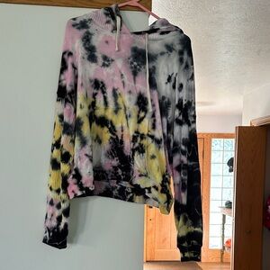 Electric & Rose waffle sleeve Tie-Dye Hoodie
